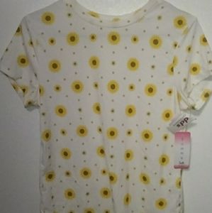 White T-shirt with Sunflowers